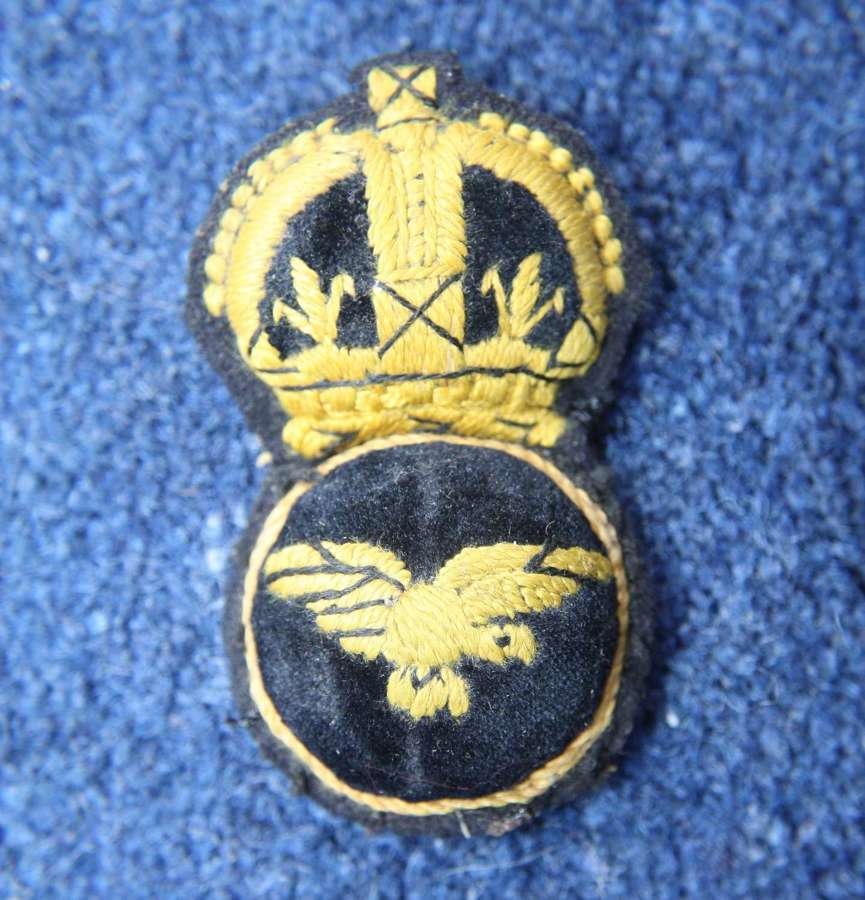 WW1 RAF Royal Air Force 1918 1st Pattern Embroidered NCO Cap Badge