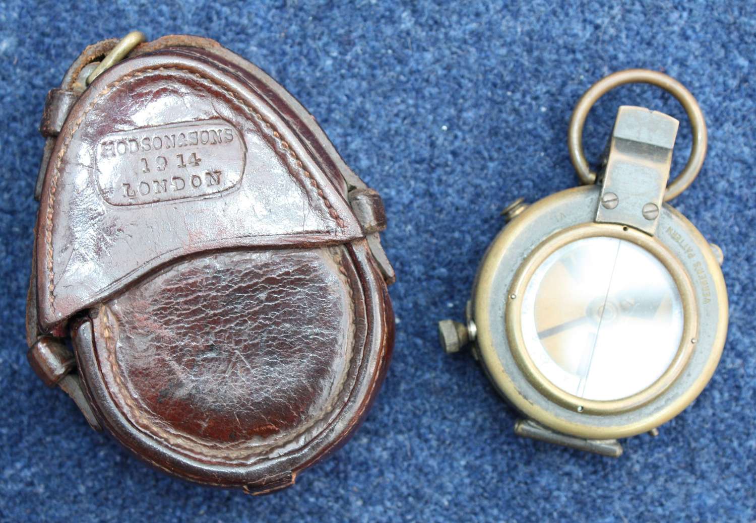 WW1 British Army Officers Named & 1914 Dated Compass & Leather Case