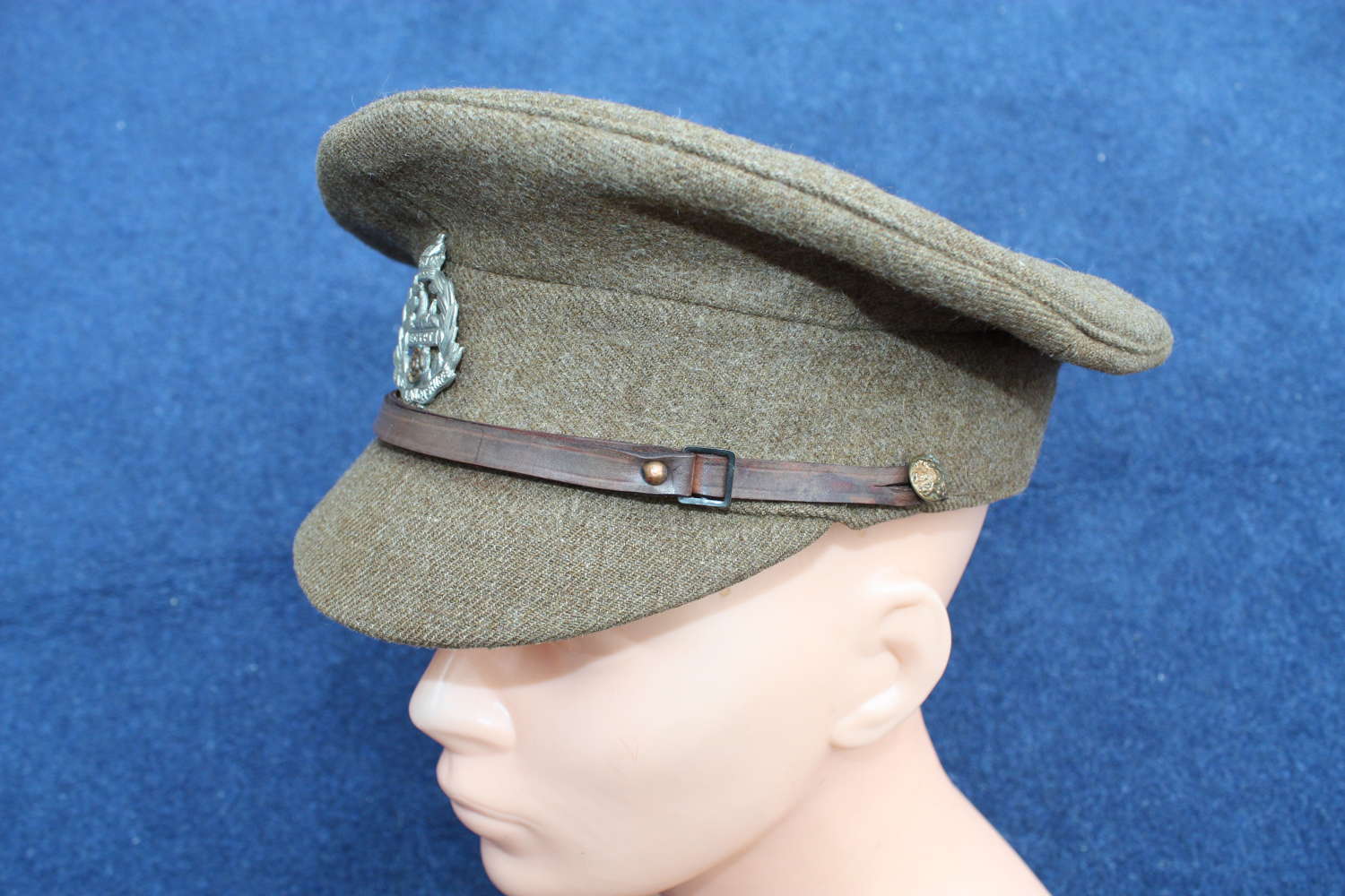 BRITISH WW1 1905 PATT OTHER RANKS KHAKI SERVICE DRESS CAP. SIZE 7