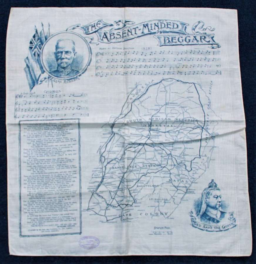 Boer War Handkerchief 'The Absent Minded Beggar' British Soldier