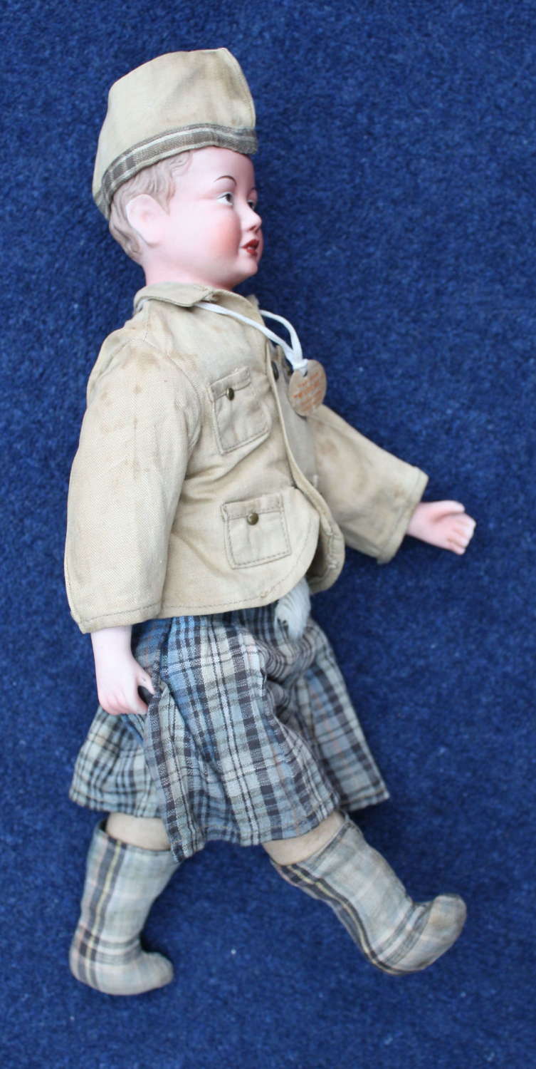 WW1 Wardol Scottish Soldier Doll In Khaki Drill, Glengarry & Kilt