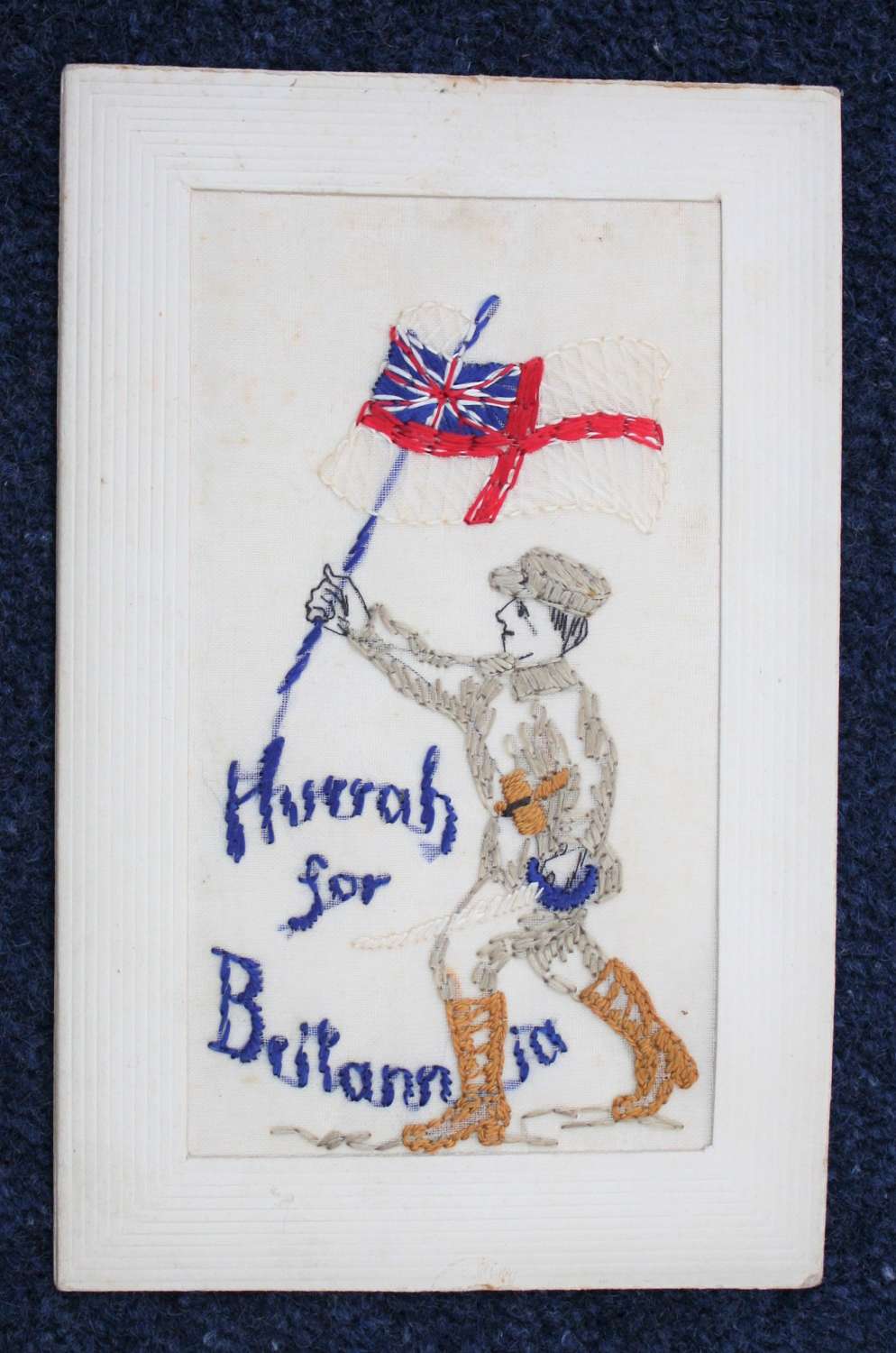 WW1 Embroidered Silk Postcard of a British Royal Marine officer.