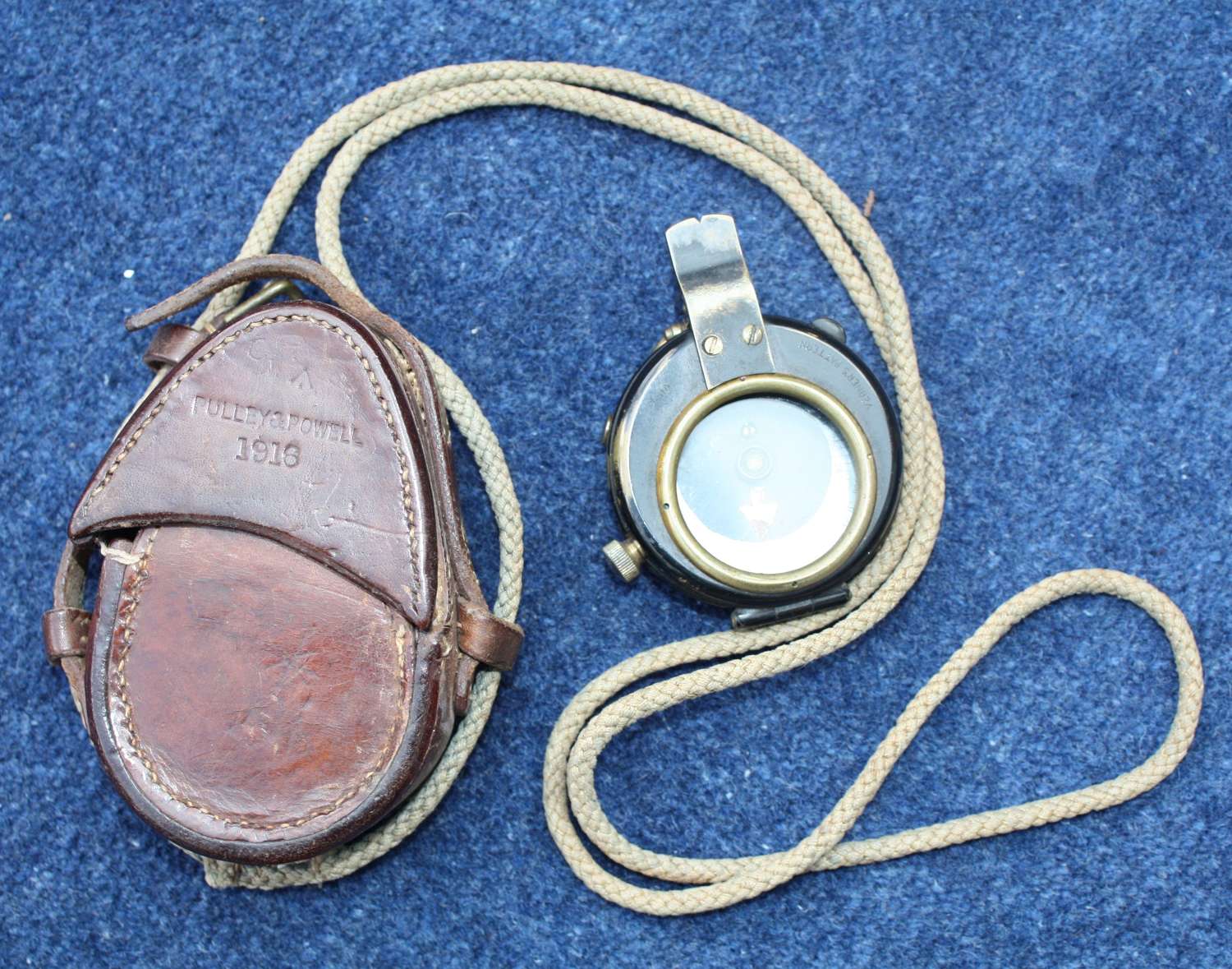 1916 Dated British Officer's Verners Compass & 1916 Dated Leather Case