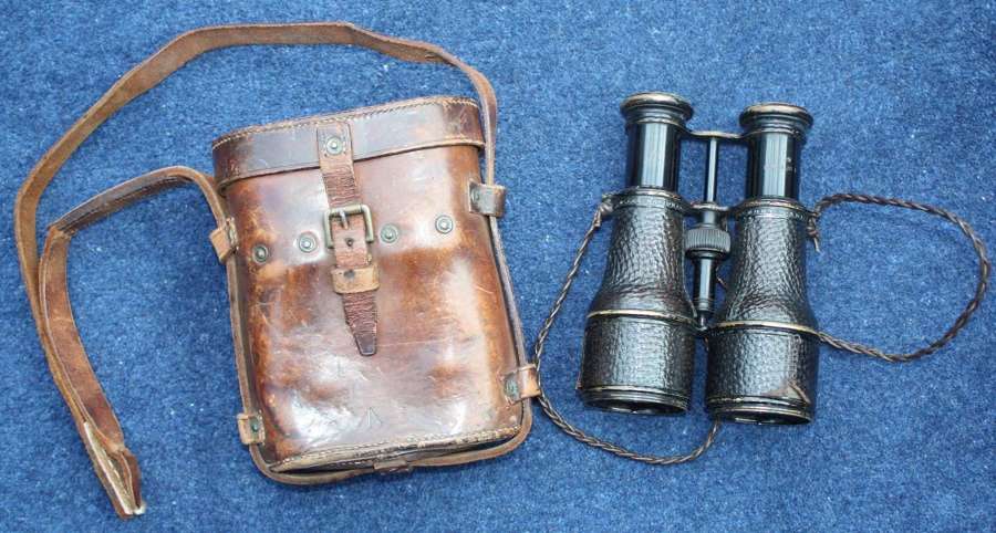 WW1 French Made Binoculars & 1917 Dated Leather Case