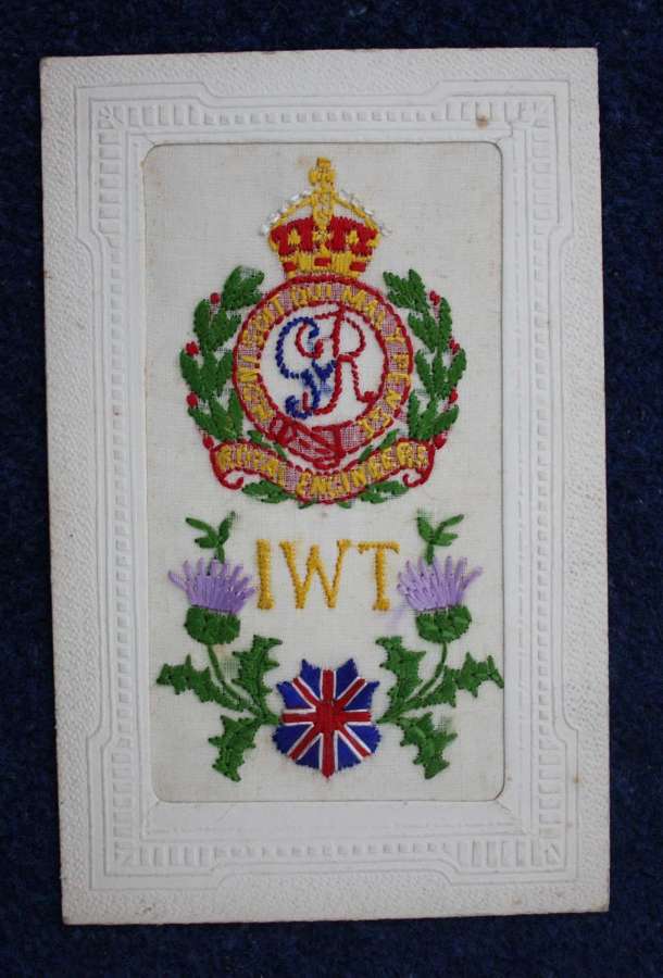 WW1 Silk Postcard Badge: IWT Inland Water Transport (Royal Engineers)