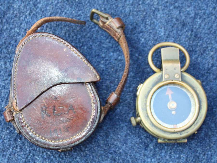 1917 Dated British Officers Compass & 1918 Dated Leather Case