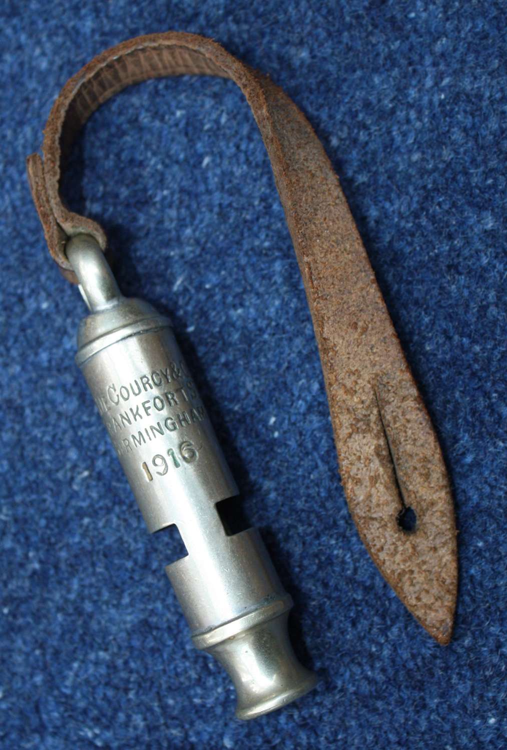 WW1 BRITISH ARMY OFFICERS WHISTLE DATED 1916 DE COURCY BIRMINGHAM