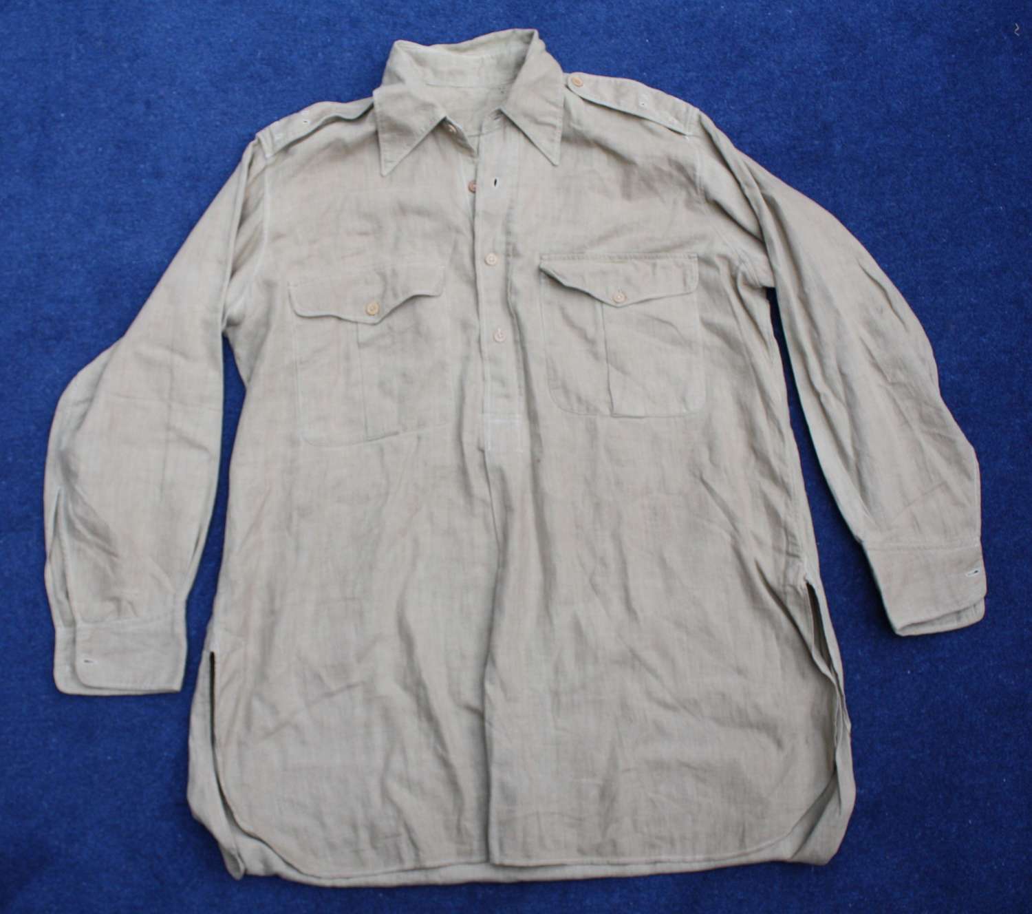 WW2 British Officers Fine Cotton K.D. Half Button Front Shirt