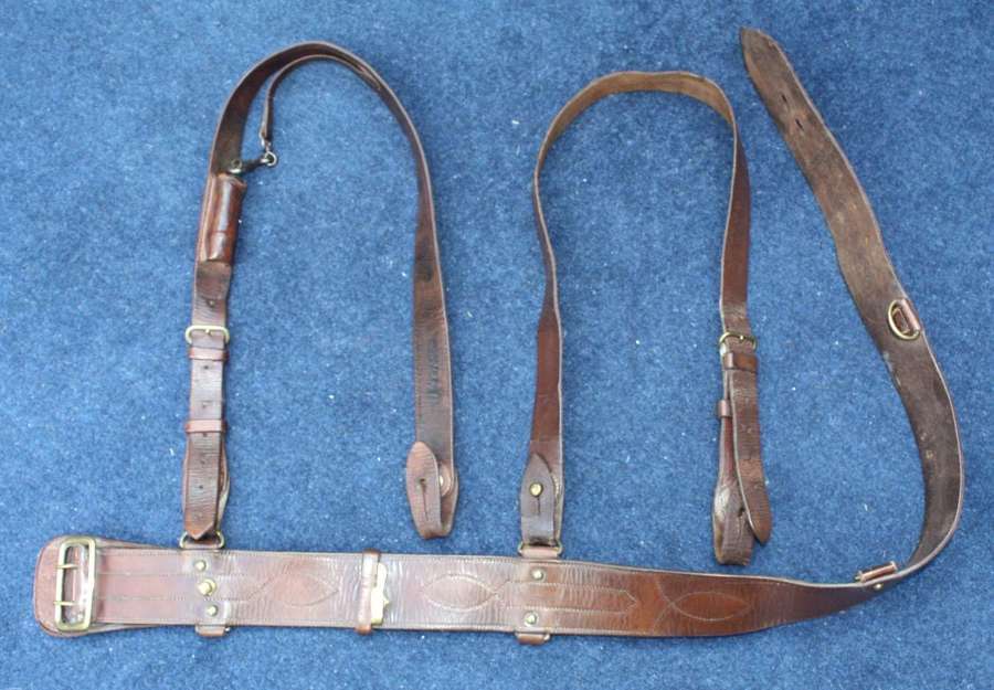 1915 Dated Double Strap British Army Officers Sam Browne Belt