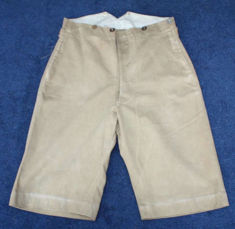 British Army WW1 Cotton Khaki Drill Shorts. Named J W Cochrane.