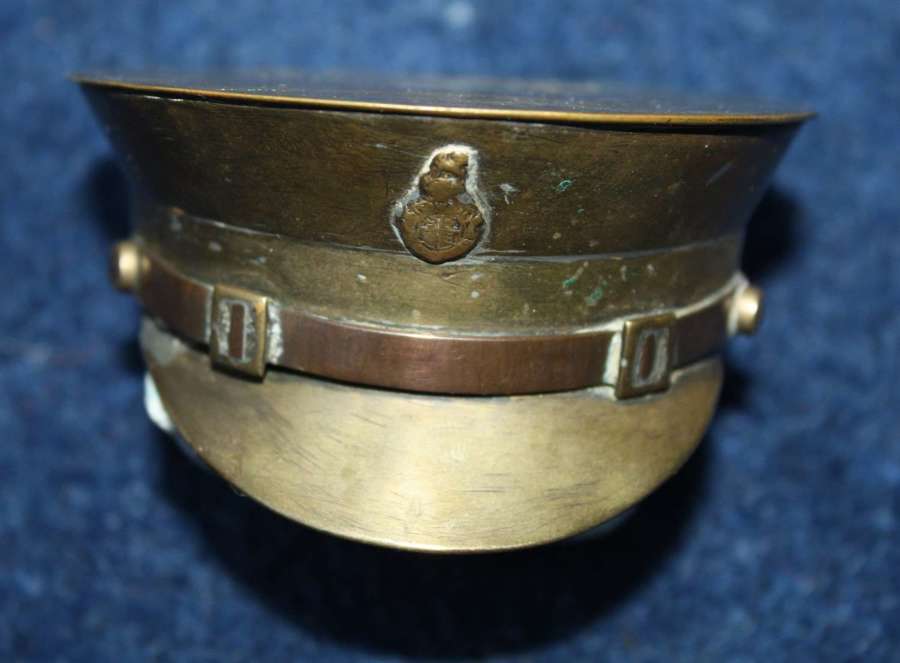 WW1 British Army Soldiers Cap Brass Snuff Box formed from a shell case