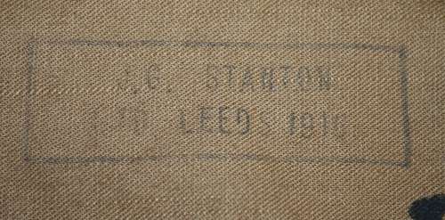 Rare WW1 British PH Gas Hood Bag Manufactures Stanton Leeds Dated 1916