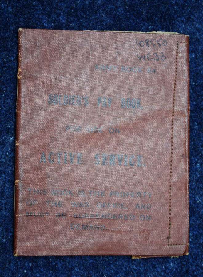 British Army WW1 Pay Book to Thomas Webb aged 14 Enlisted 23 Nov 1914