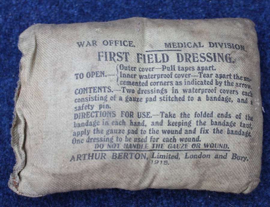 1915 Dated WW1 British Army First Field Dressing. Manuf Arthur Berton