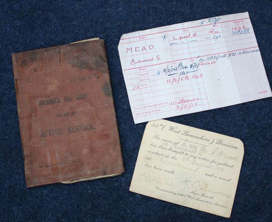 WW1 Pay Book 8th Irish Kings Liverpool Regiment S. Meade M.M. Winner.