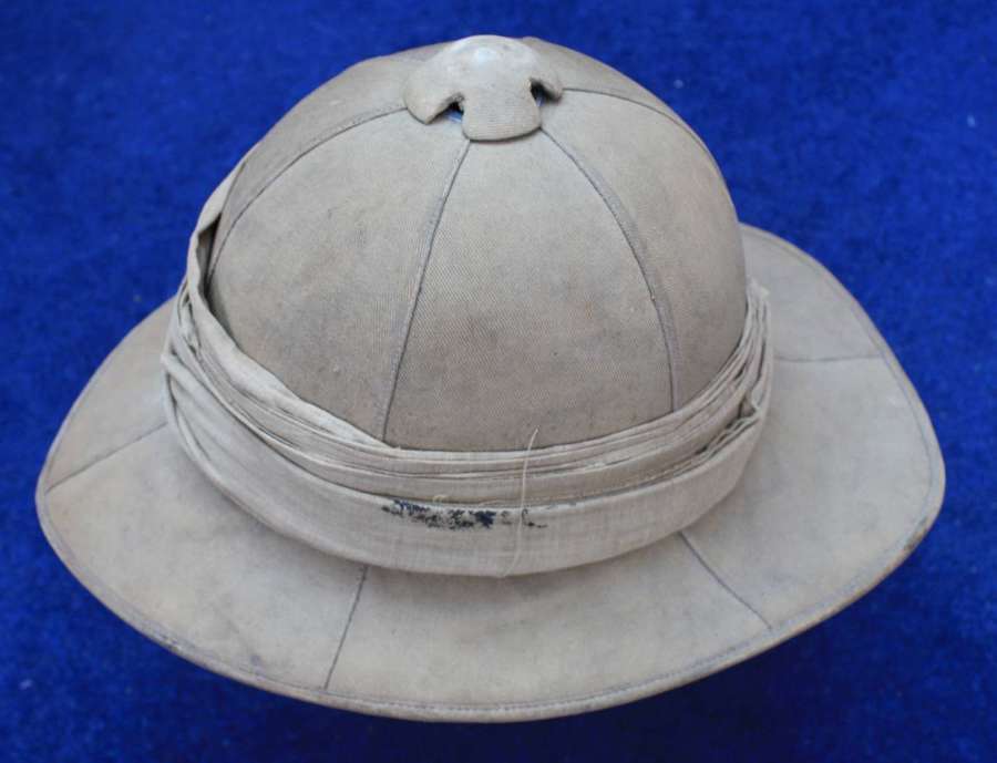 WW1 British Army Khaki Pith Helmet & Pagri band War Department B WD 14