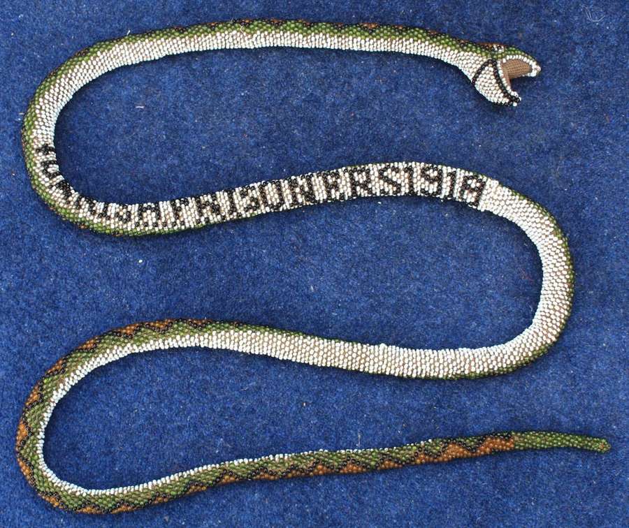 WW1 Turkish Prisoner of War 1918 Dated Beadwork Snake Measures 64 inch
