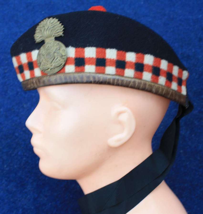 WW1 Leather edge Royal Scots Fusiliers Glengarry with Tails.