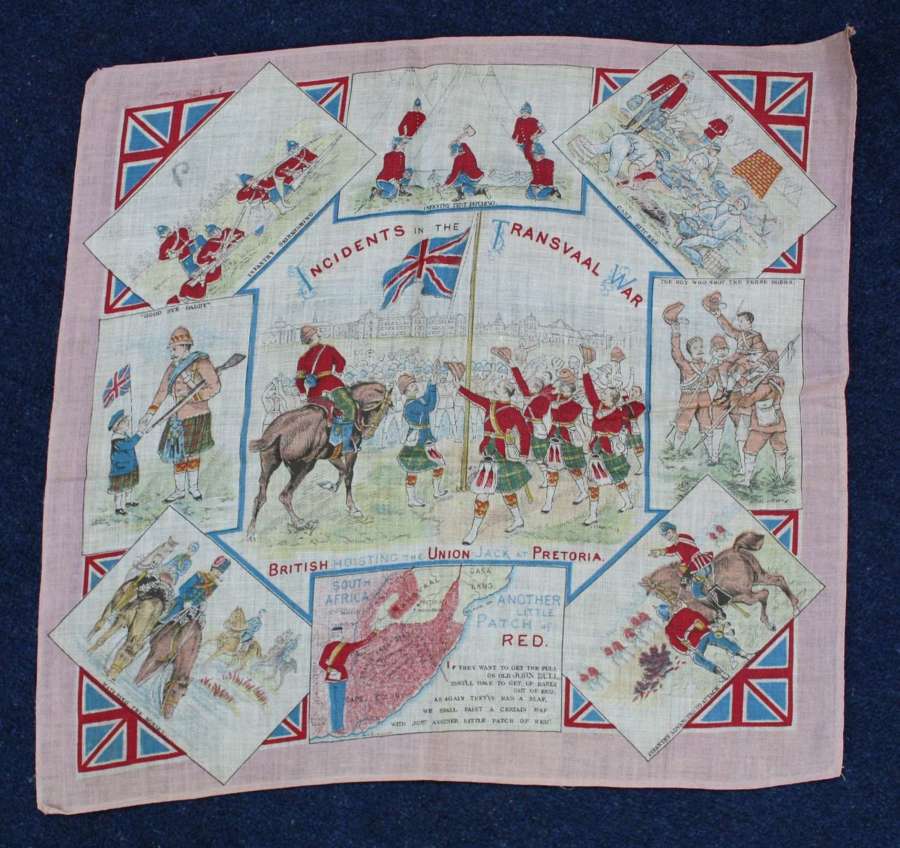 Boer War Patriotic Printed Cotton Hanky. Measures approx 13 x 13 inch