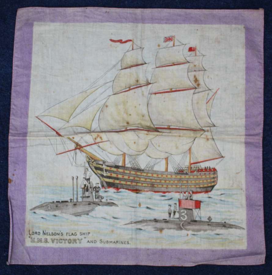 British Boer War era Patriotic Royal Navy Printed Cotton Handkerchief.
