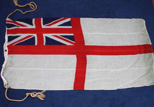 WW2 Royal Navy White Ensign Flag Cotton/Linen 53 x 27 inches approx.