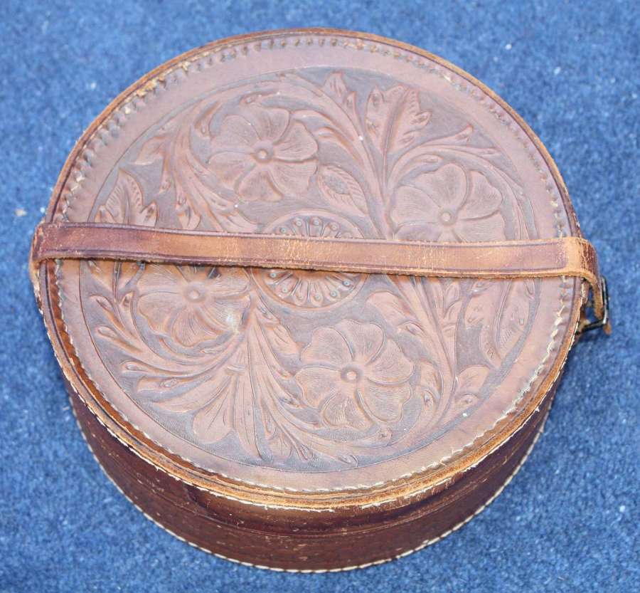 British Army Officers carved Leather collar box holders.