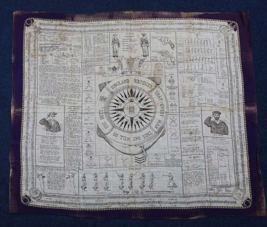 Rare Edward VII pre WW1 Royal Navy Fultons Instructional Hanky