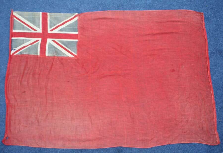 Vintage WW1 era Royal Navy Red Ensign Flag. Measures 41 x 27 inches
