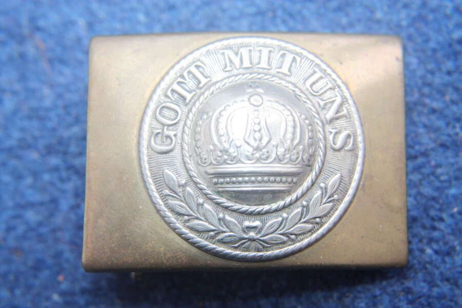 WW1 German Imperial Belt Buckle in Brass & White Metal ,Gott Mit Uns.