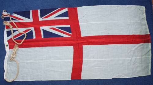 WW1/2 Royal Navy White Ensign Flag. Measures 50 inches x 26 inches