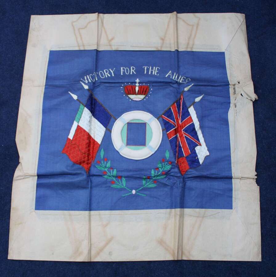 WW1 Souvenir Silk wall hanging "Victory to the Allies"