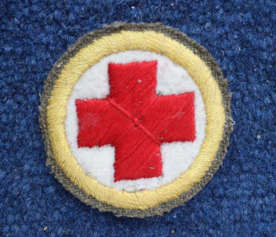 WW1 British Army Other Ranks Medic tunic red cross arm badge.