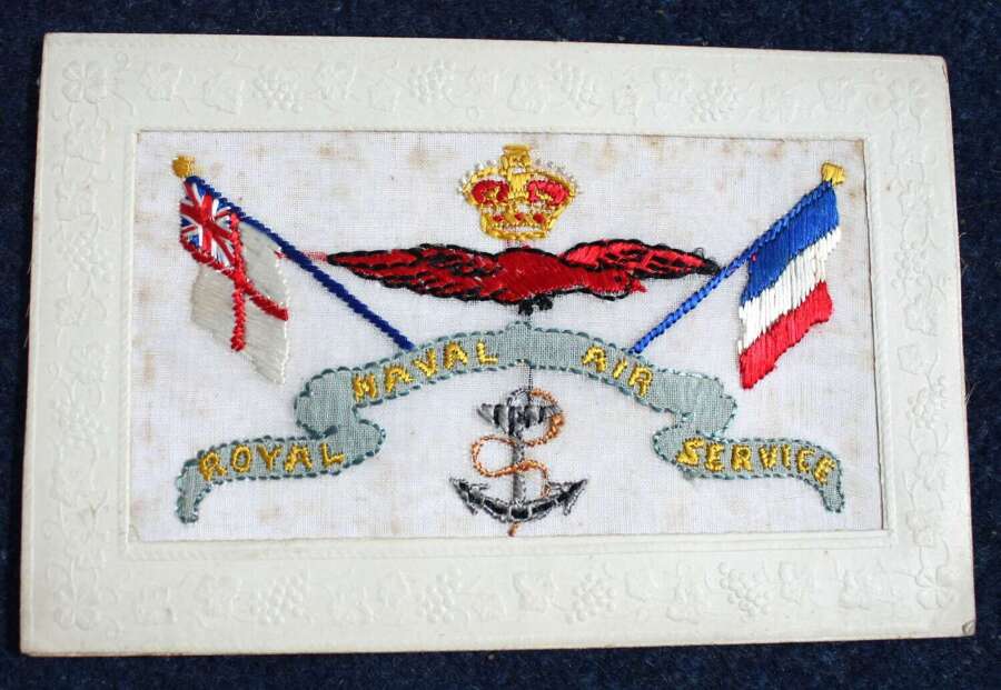 WW1 RNAS Silk postcard. Very Good silk  and light foxing spots.