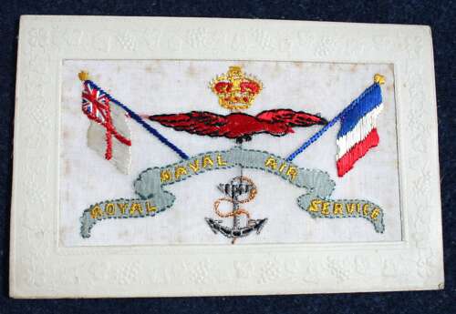 WW1 RNAS Silk postcard. Very Good silk  and light foxing spots.