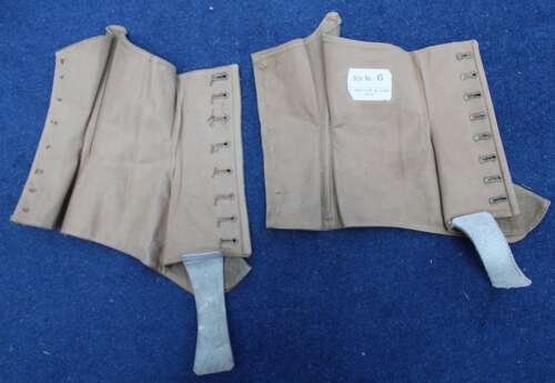 WW1 British Army Scottish pair of Khaki Field Service Spats 1914 label,