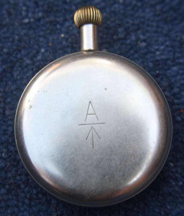 WW1 RFC aircraft cockpit watch. Air Ministry stamp to rear.