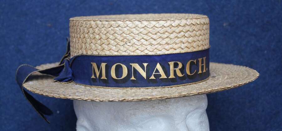 Victorian crown Royal Navy pattern Sennet Sraw Monarch Boater & Box