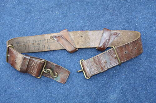 1914 Pattern named leather belt. 14th London Scottish, Pte 7794 W. Thornton.