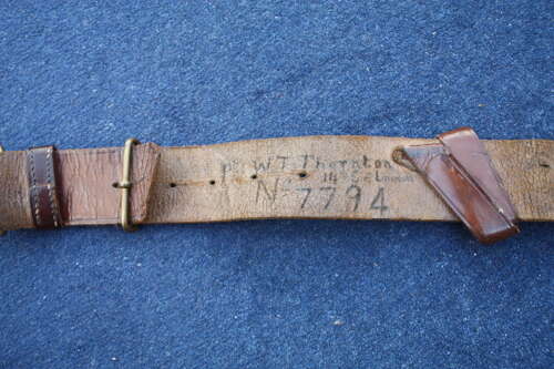 1914 Pattern named leather belt. 14th London Scottish, Pte 7794 W. Thornton.