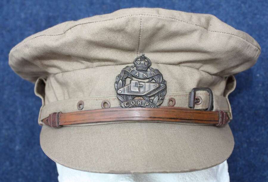 WW1 British Army Tank Corps Officers "Cor Blimey" Khaki Drill Cap.