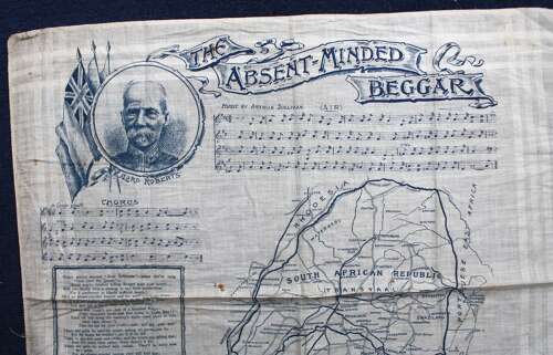 British Patriotic Boer War Printed Cotton Map. Absent minded Beggar